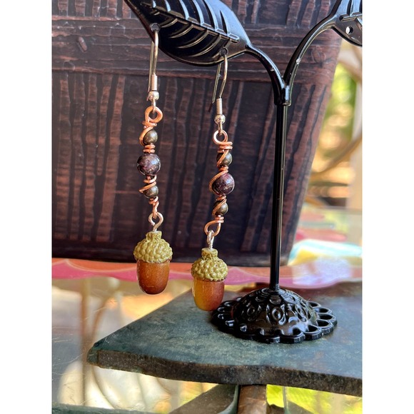 Red Garnet, Wire Wrap Earrings, Crystal Jewelry - Picture 5 of 8